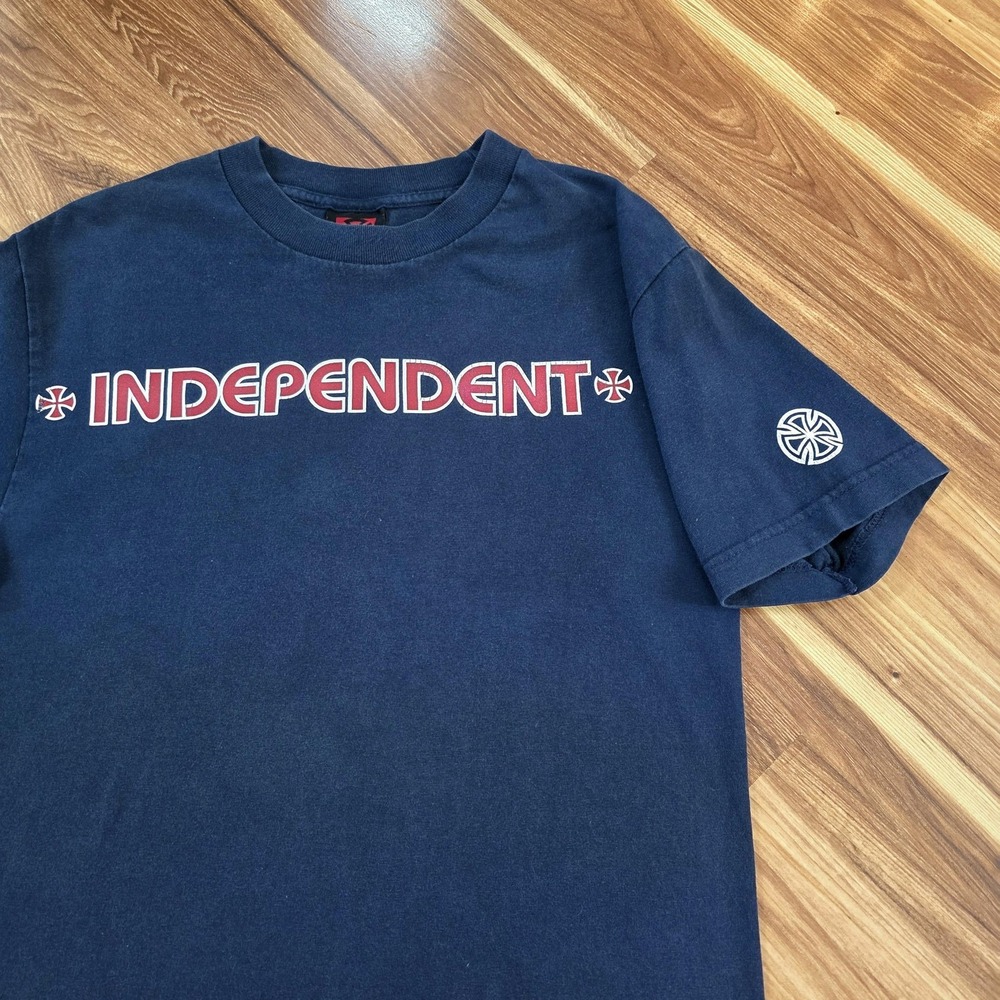 Independent Truck Company Y2k Shirt Mens Small Blue Cross Logo Graphic Tee Skate